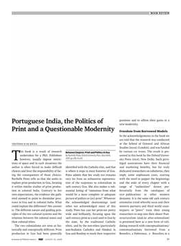 Portuguese India, the Politics of Print and a Questionable Modernity