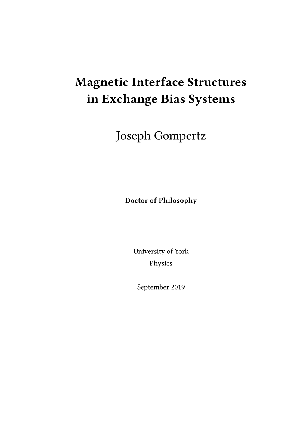 Magnetic Interface Structures in Exchange Bias Systems Joseph