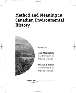 Method and Meaning in Canadian Environmental History