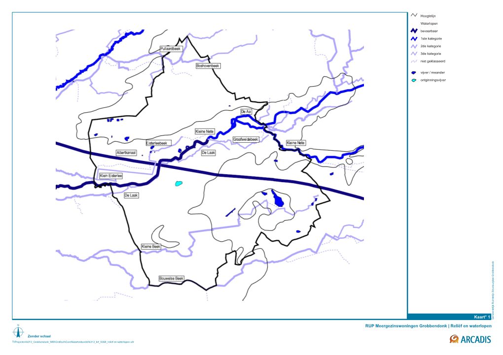 Kaart° 1 RUP Meergezinswoningen Grobbendonk | Reliëf En Waterlopen