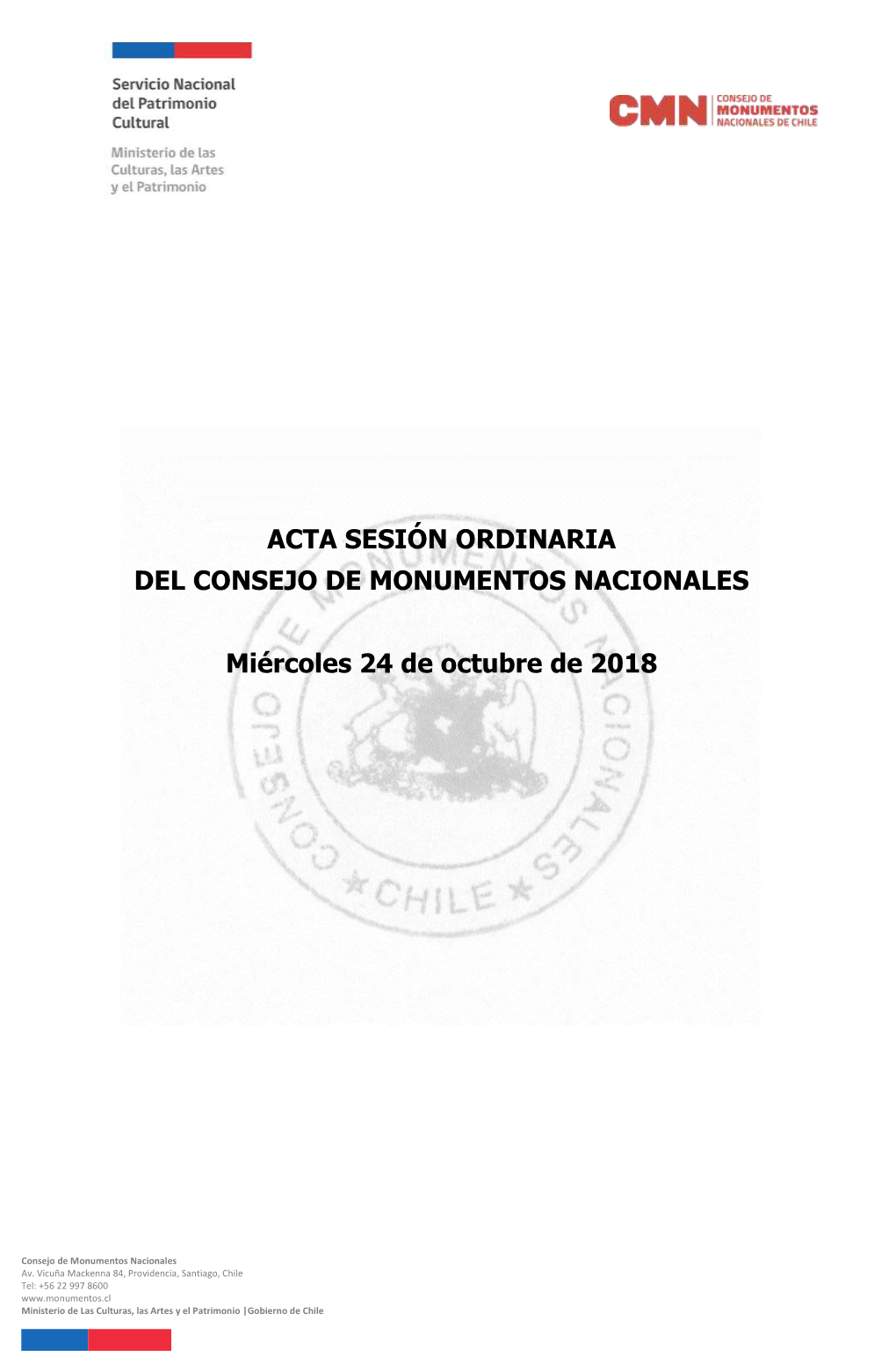 Acta Sesión Ordinaria Del Consejo De Monumentos Nacionales