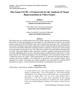 A Framework for the Analysis of Visual Representation in Video Games