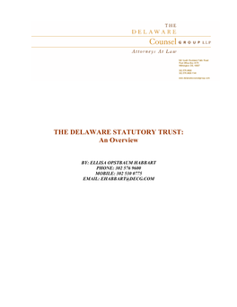 Delaware Statutory Trusts to the Extent Not Otherwise Provided in the Governing Instrument Or the Act