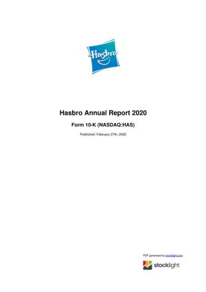 Hasbro Annual Report 2020