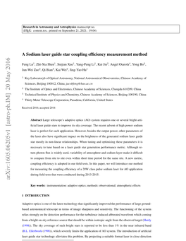 A Sodium Laser Guide Star Coupling Efficiency Measurement