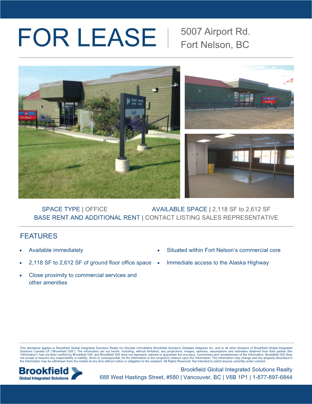 FOR LEASE Fort Nelson, BC