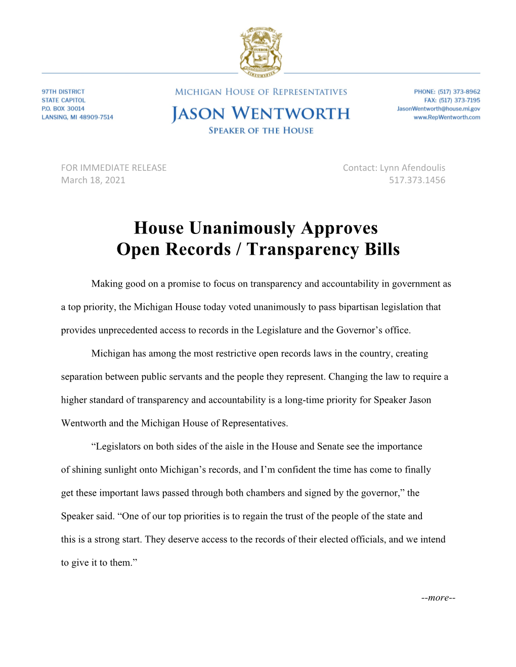 Open Records Legislation