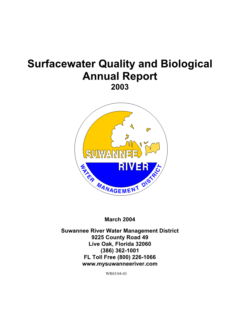 Surface Water Quality and Biological Report 2003