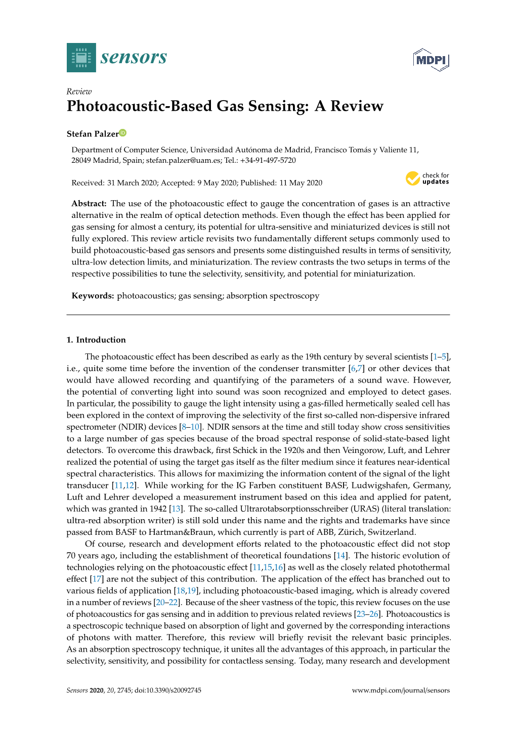 Photoacoustic-Based Gas Sensing: a Review