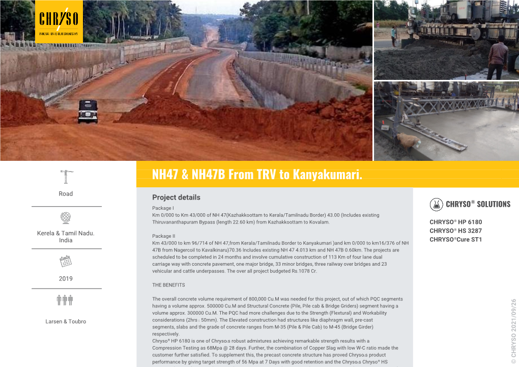 NH47 & NH47B from TRV to Kanyakumari