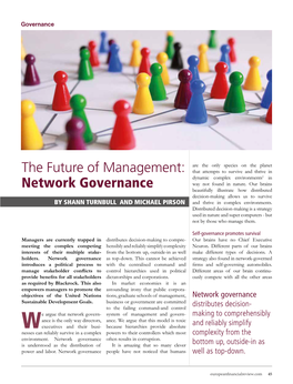 Network Governance Beautifully Illustrate How Distributed Decision-Making Allows Us to Survive by SHANN TURNBULL and MICHAEL PIRSON and Thrive in Complex Environments