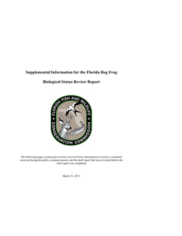 Supplemental Information for the Florida Bog Frog Biological Status