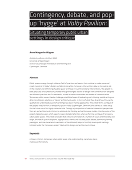 Contingency, Debate, and Pop- up 'Hygge' at Valby Pavilion
