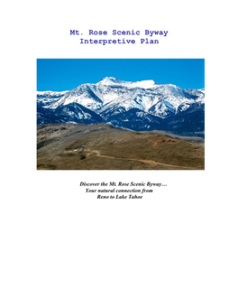 Mt. Rose Scenic Byway Interpretive Plan