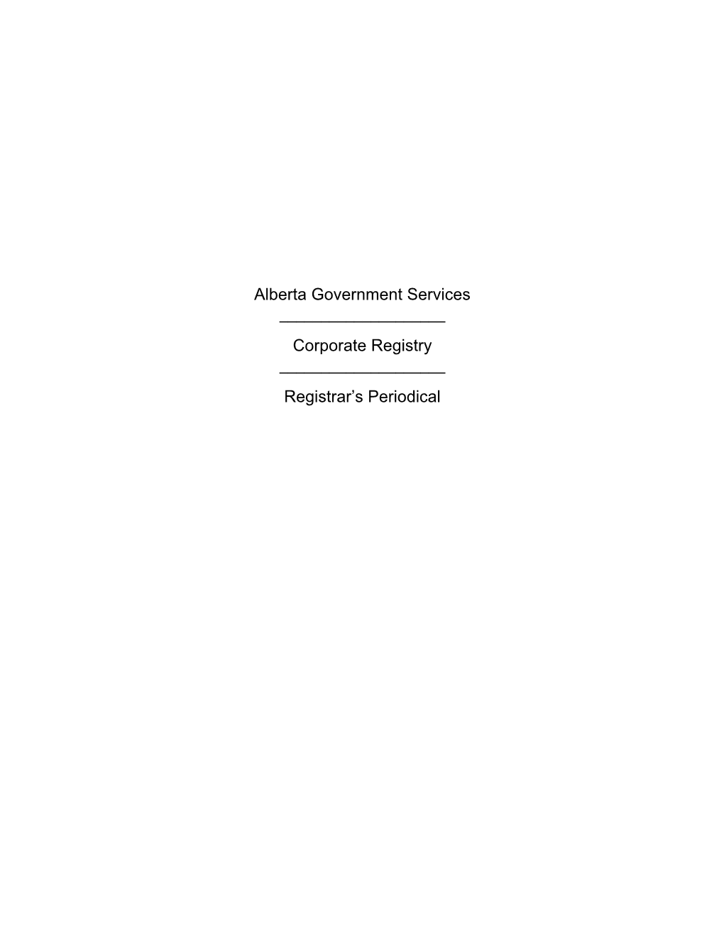 Corporate Registry Registrar's Periodical Template