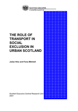 The Role of Transport in Social Exclusion in Urban Scotland