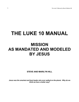 The Luke 10 Manual by Steve & Marilyn Hill