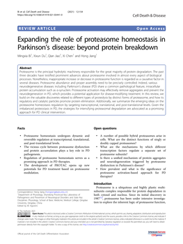 Expanding the Role of Proteasome Homeostasis in Parkinson's Disease