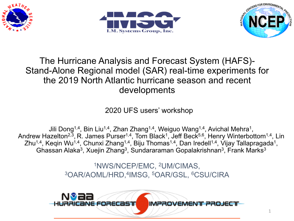 The Hurricane Analysis And Forecast System (HAFS)- Stand-Alone - DocsLib