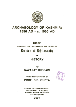 ARCHAEOLOGY of KASHMIR 1586 AD - C