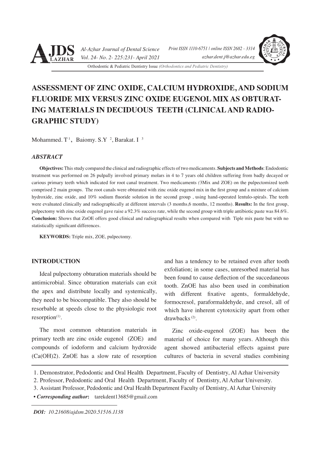 Assessment of Zinc Oxide, Calcium Hydroxide, And