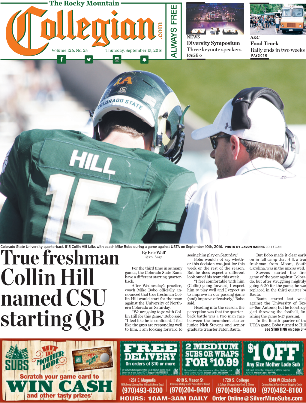 Collin Hill Named CSU Starting QB