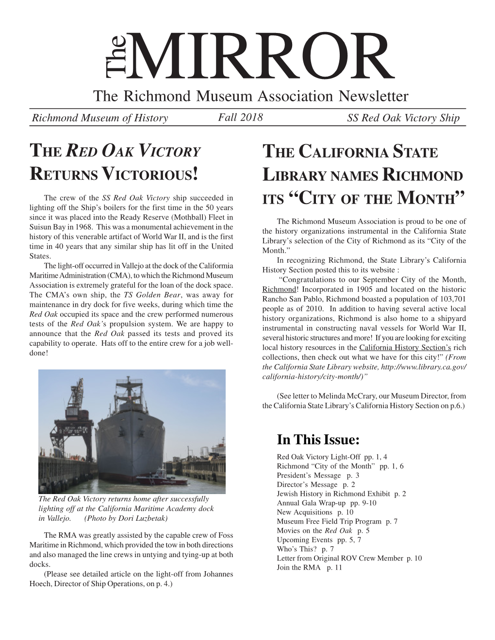 Fall 2018 MIRROR Newsletter