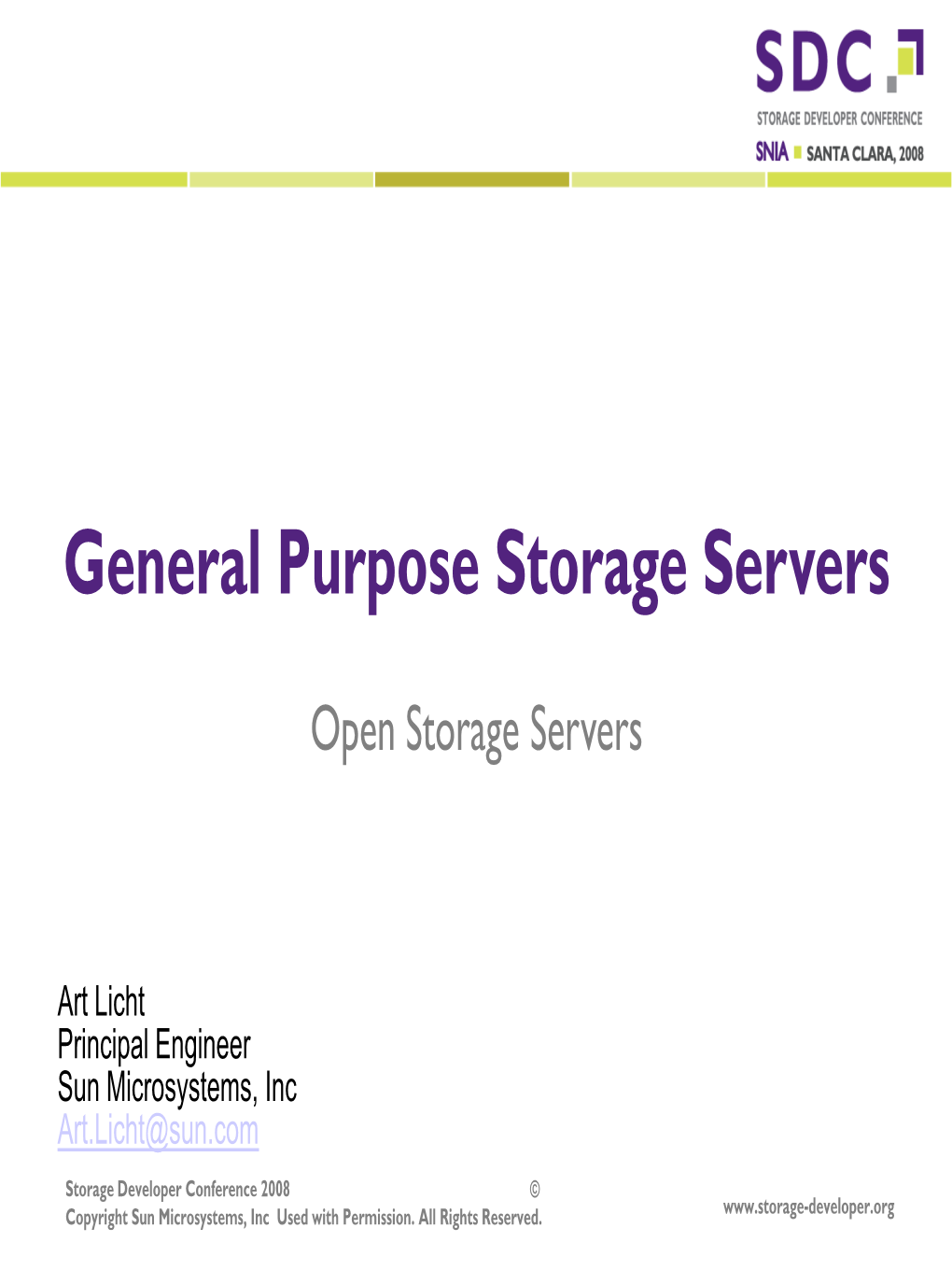 General Purpose Storage Servers
