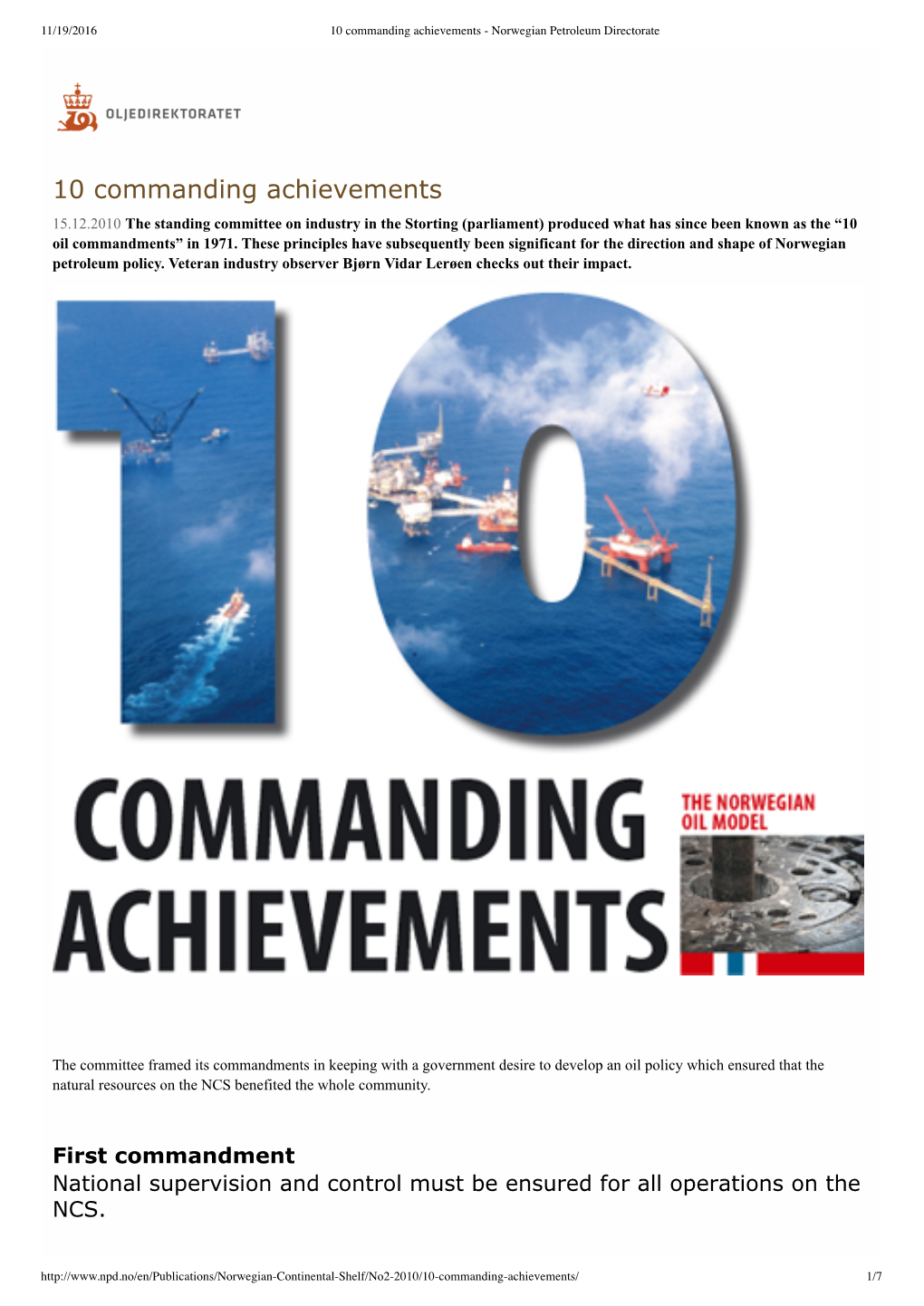 10 Commanding Achievements - Norwegian Petroleum Directorate