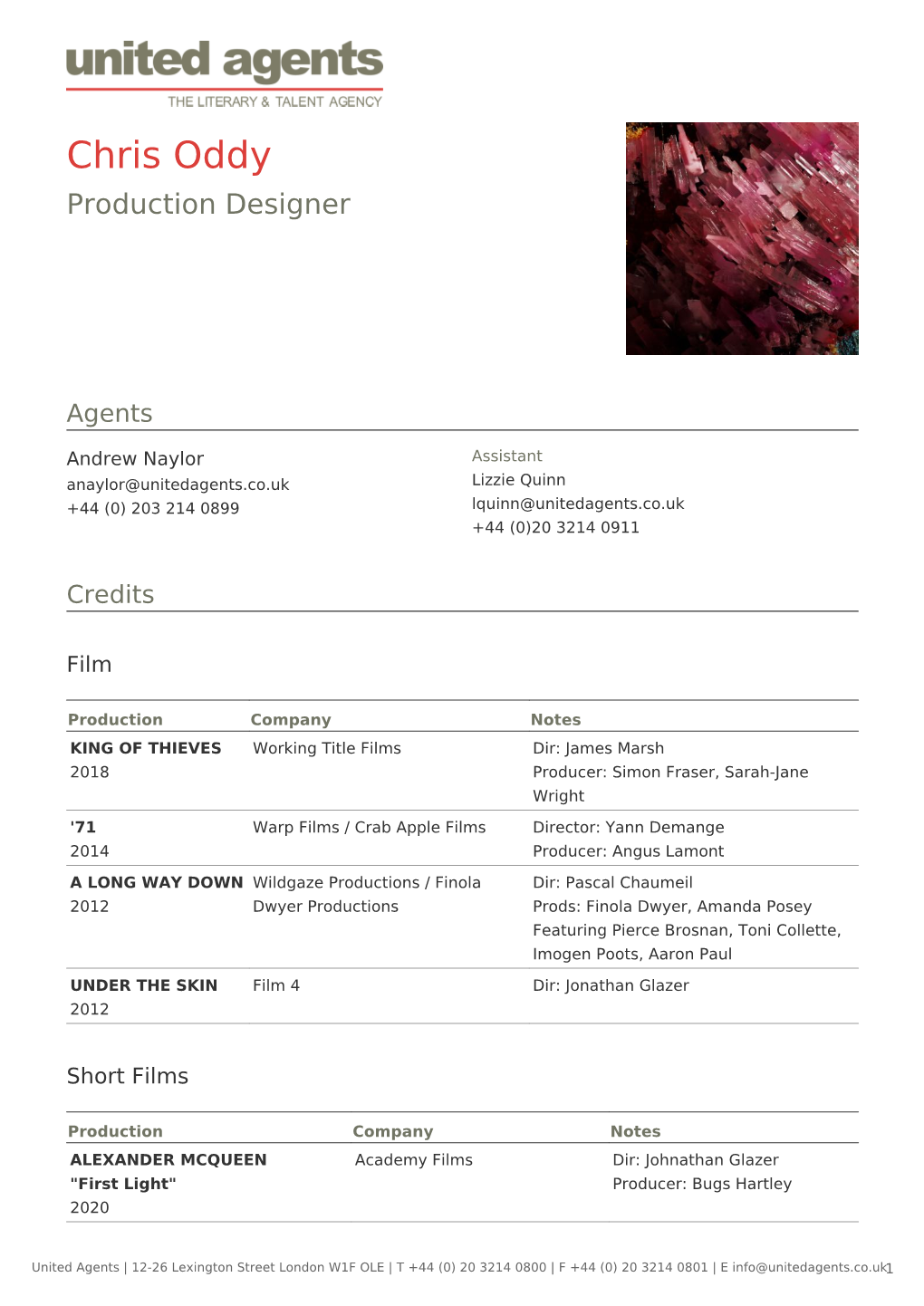 Chris Oddy Production Designer