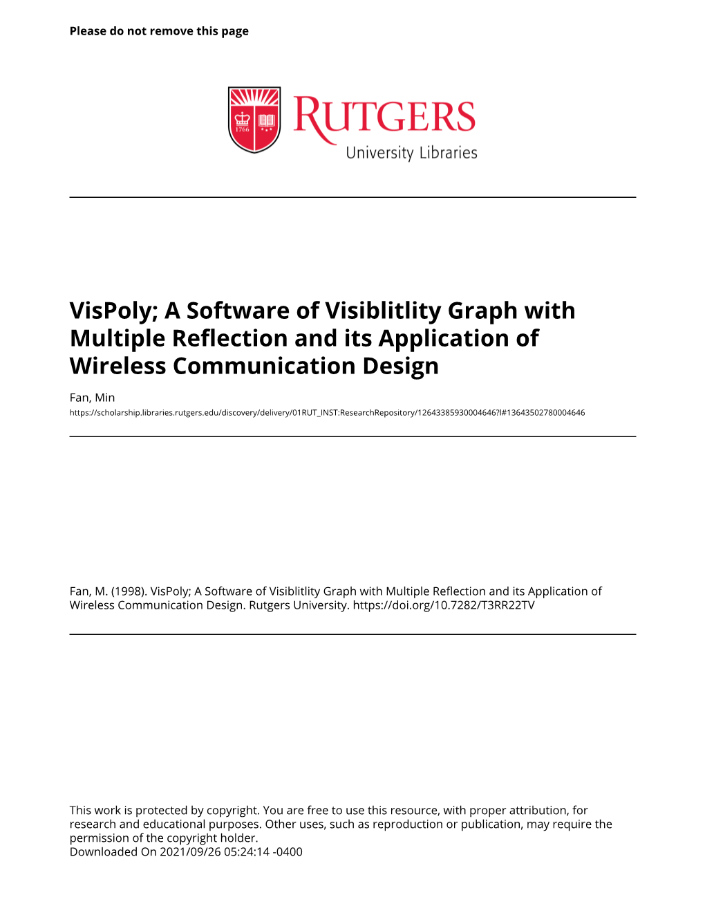 A Software of Visiblitlity Graph with Multiple Reflection and Its Application of Wireless Communication Design