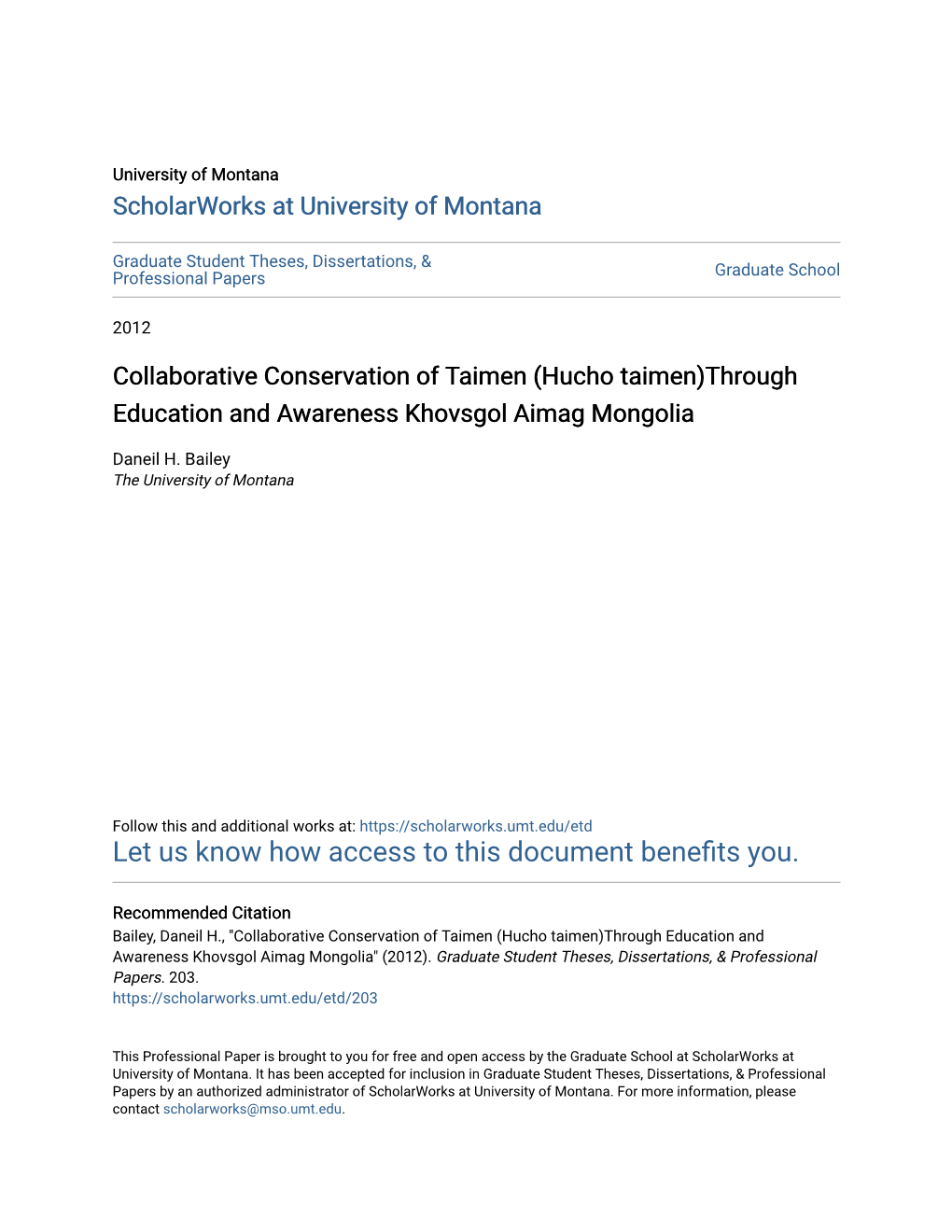 Hucho Taimen)Through Education and Awareness Khovsgol Aimag Mongolia