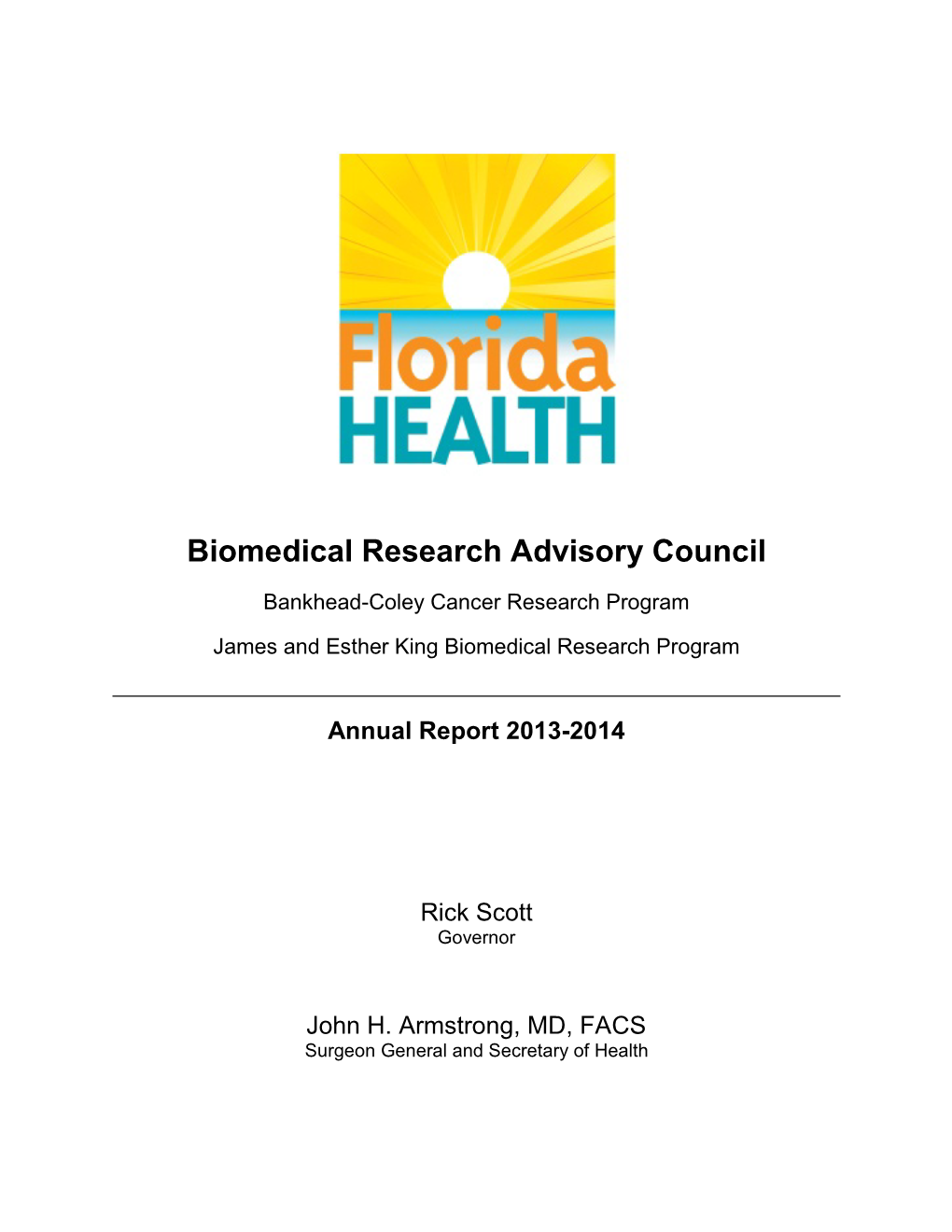 Biomedical Research Advisory Council Annual Report 2013-2014