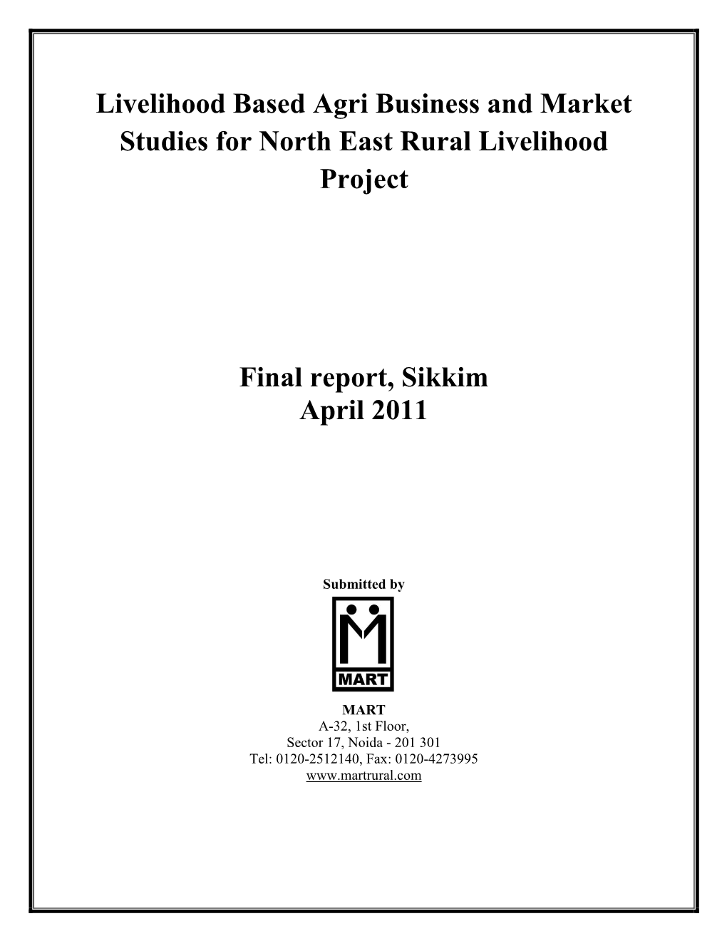 Final Livelihood Study Report of Sikkim.Pdf