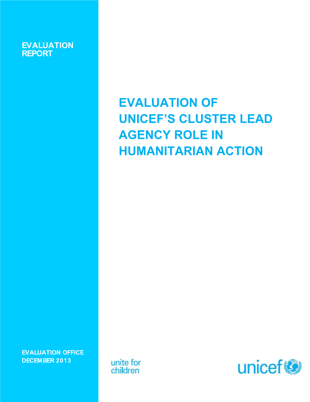 Evaluation of Unicef's Cluster Lead