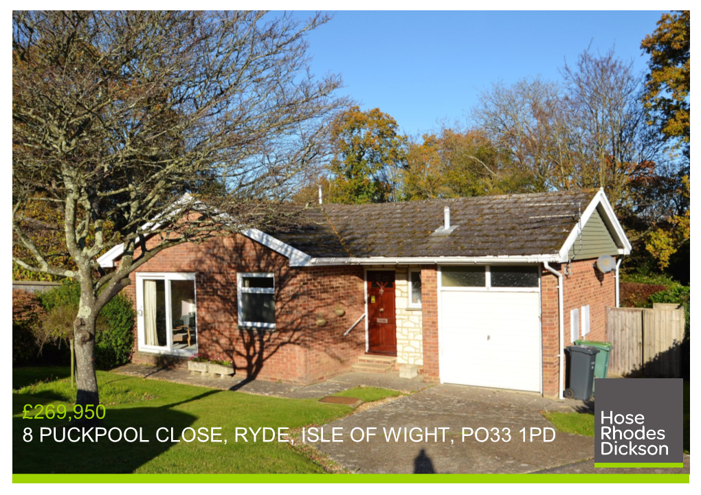 £269,950 8 Puckpool Close, Ryde, Isle of Wight, Po33 1Pd