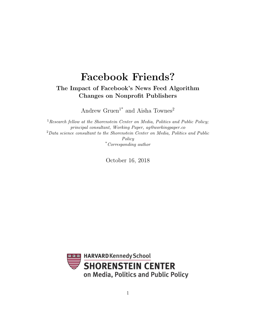 Facebook Friends? the Impact of Facebook’S News Feed Algorithm Changes on Nonproﬁt Publishers