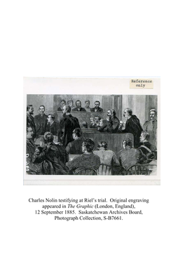 Charles Nolin Testifying at Riel's Trial. Original Engraving Appeared in The