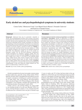 Early Alcohol Use and Psychopathological Symptoms in University Students