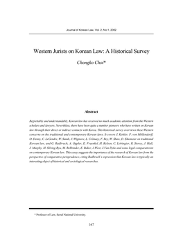 Western Jurists on Korean Law: a Historical Survey
