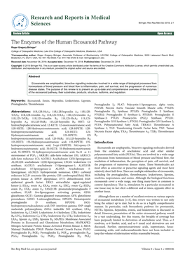 The Enzymes of the Human Eicosanoid Pathway