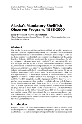 Alaska's Mandatory Shellfish Observer Program, 1988-2000
