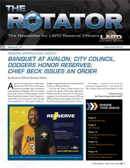 BANQUET at AVALON; CITY COUNCIL, DODGERS HONOR RESERVES; CHIEF BECK ISSUES an ORDER by Reserve Officer Michael Sellars