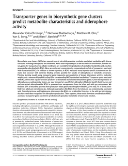 Transporter Genes in Biosynthetic Gene Clusters Predict Metabolite Characteristics and Siderophore Activity