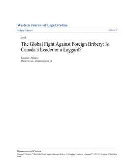 The Global Fight Against Foreign Bribery: Is Canada a Leader Or a Laggard?