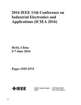 2016 IEEE 11Th Conference on Industrial Electronics and Applications (ICIEA 2016)