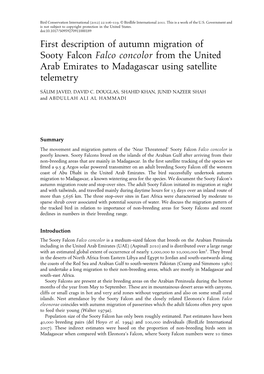 First Description of Autumn Migration of Sooty Falcon Falco Concolor from the United Arab Emirates to Madagascar Using Satellite Telemetry