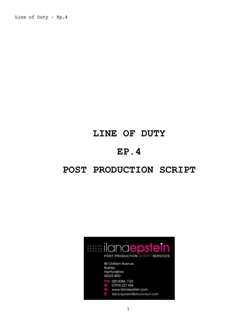Line of Duty Ep.4 Post Production Script