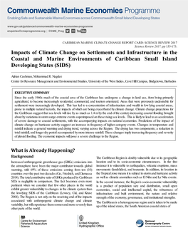 Impacts of Climate Change on Settlements and Infrastructure in the Coastal and Marine Environments of Caribbean Small Island Developing States (SIDS)