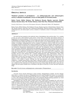 ORIGINAL ARTICLE Medicinal Potential of Pteridophytes – An